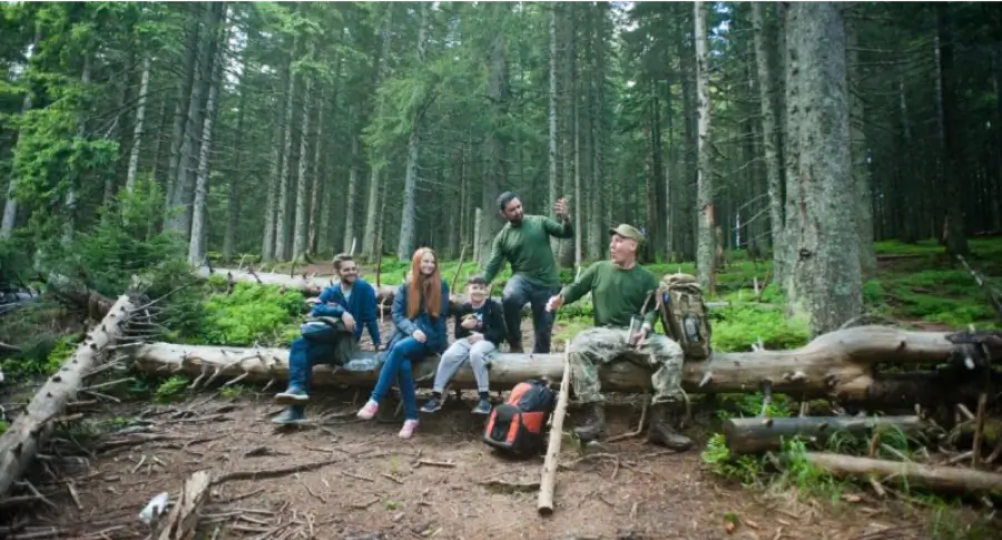 family in the forest